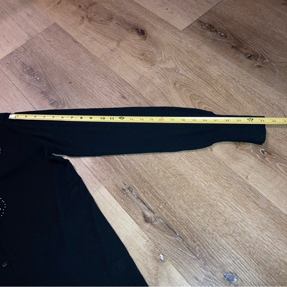 Old Navy Black Sweater with Beaded Detail Size Medium Cardigan Grunge Whimsigoth - Picture 11 of 14